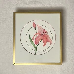 Framed Watercolor Painted Lily